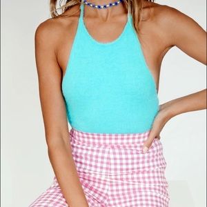 Verge Girl (VRG GRL) Blue Fuzzy Halter Top NWT